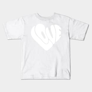 LOVE Heart Shaped Word (in White) Kids T-Shirt